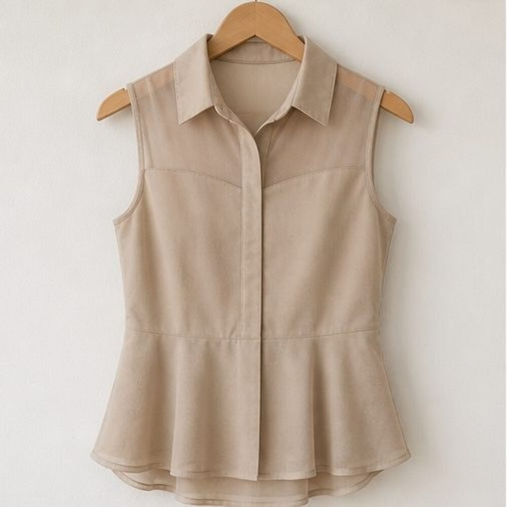 Sand V Neck Top
